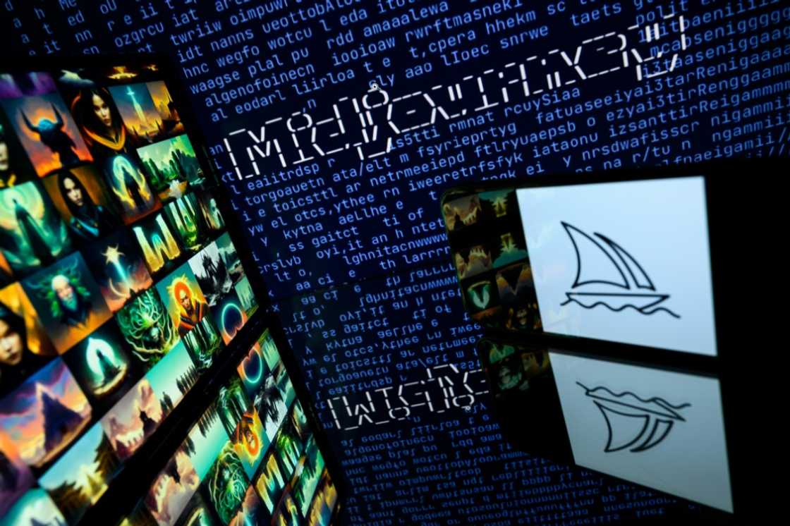This picture taken on April 26, 2023 in Toulouse, southwestern France, shows screens displaying the logo of Midjourney an articial intelligence application This picture taken on April 26, 2023 in Toulouse, southwestern France, shows screens displaying the logo of Midjourney an articial intelligence application