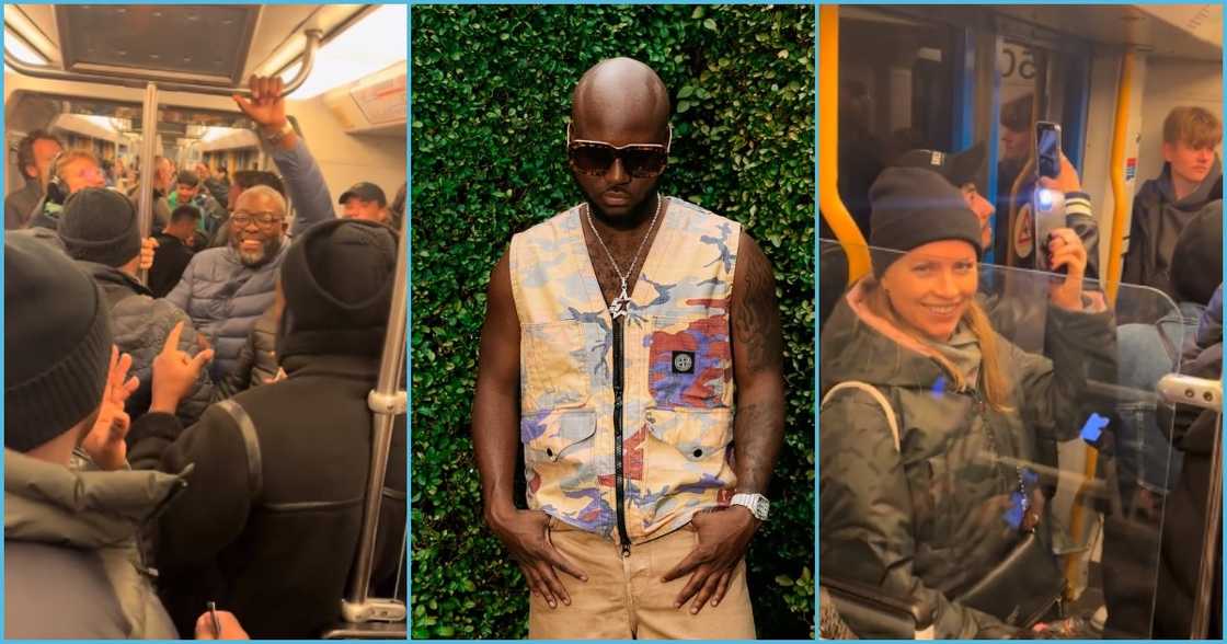 Photo of King Promise and passengers on a bus Photo of King Promise and passengers on a bus