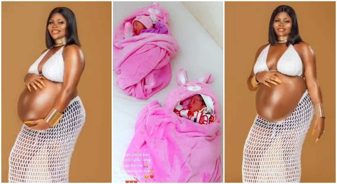 Sandra Love, a Nigerian mum who just gave birth to twin babies.