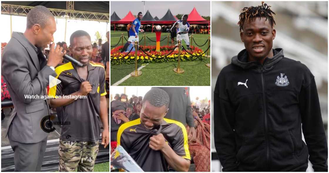 Photos of the ex-convict and the MC at memorial of the late Christian Atsu. Photos of the ex-convict and the MC at memorial of the late Christian Atsu.