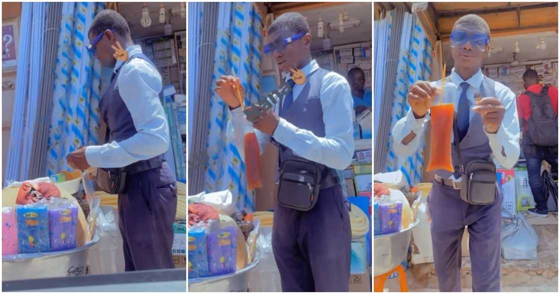 Photos of young man wearing waistcoat to sell 'asaana'.