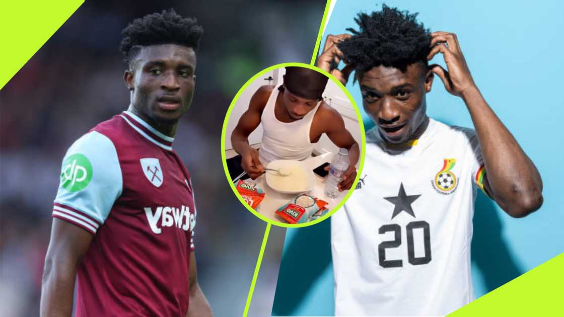 Mohammed Kudus spotted enjoying Gari. Mohammed Kudus spotted enjoying Gari.