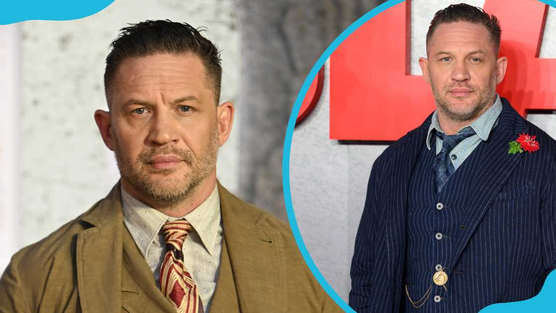 Hardy attends the "Havoc" World Premiere in London (L) and the "MobLand" Global Premiere in England (R). Hardy attends the "Havoc" World Premiere in London (L) and the "MobLand" Global Premiere in England (R).