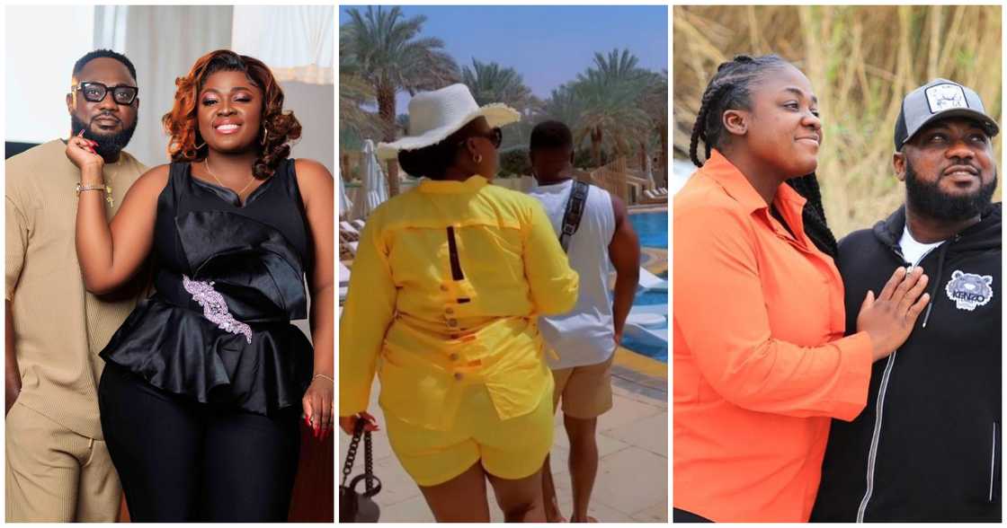 Tracey Boakye and her husband on honeymoon in Dubai