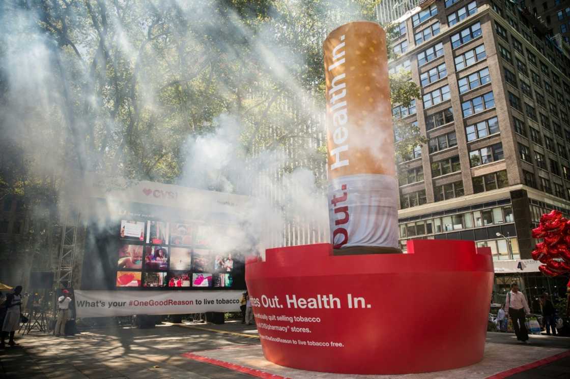 A 50-foot sculpture in New York City in 2014 shows a cigarette being put out A 50-foot sculpture in New York City in 2014 shows a cigarette being put out