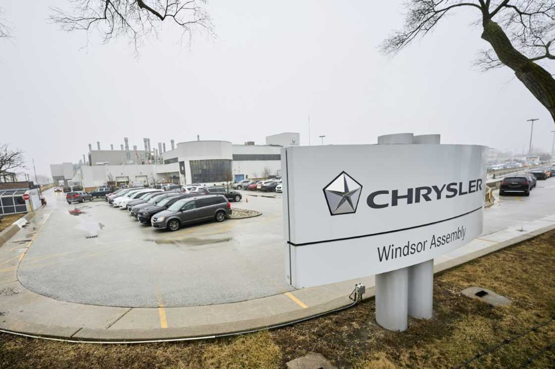 The Chrysler Windsor Assembly Plant sign sits at the edge of the Stellantis facility in Windsor, Ontario, Canada, on January 31, 2025 The Chrysler Windsor Assembly Plant sign sits at the edge of the Stellantis facility in Windsor, Ontario, Canada, on January 31, 2025