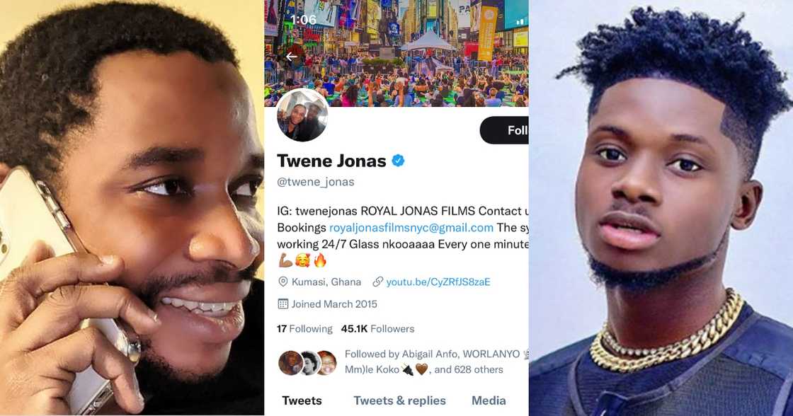 Twene Jonas gets verified on Twitter; Ghanaians mock Kuami Eugene Twene Jonas gets verified on Twitter; Ghanaians mock Kuami Eugene