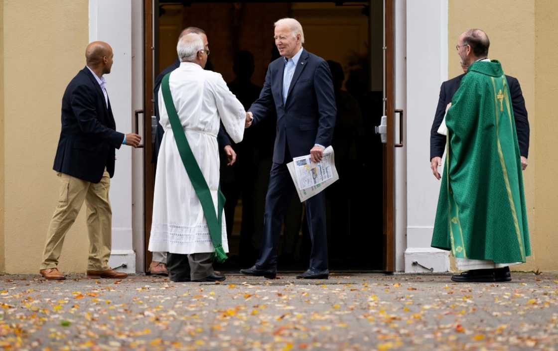 US President Joe Biden, seen here attending mass at Saint Joseph on the Brandywine Roman Catholic Church in Wilmington, Delaware, says he is optimistic his Democrats will retain the majority in Congress after the November 8, 2022 midterm elections US President Joe Biden, seen here attending mass at Saint Joseph on the Brandywine Roman Catholic Church in Wilmington, Delaware, says he is optimistic his Democrats will retain the majority in Congress after the November 8, 2022 midterm elections