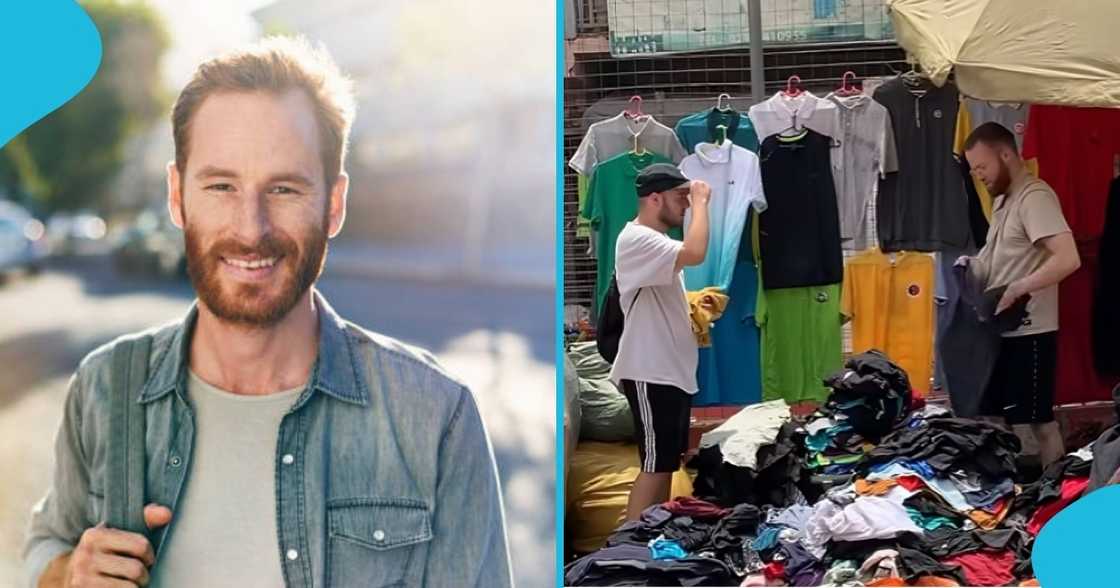 obronni, ghana, obroni men, thrift shop, street of ghana, obroni in Ghana, foreigners in ghana, foreigners selling second hand clothes