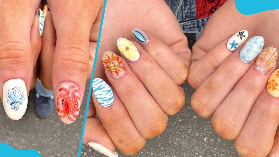 Cute cartoon beach nail art Cute cartoon beach nail art