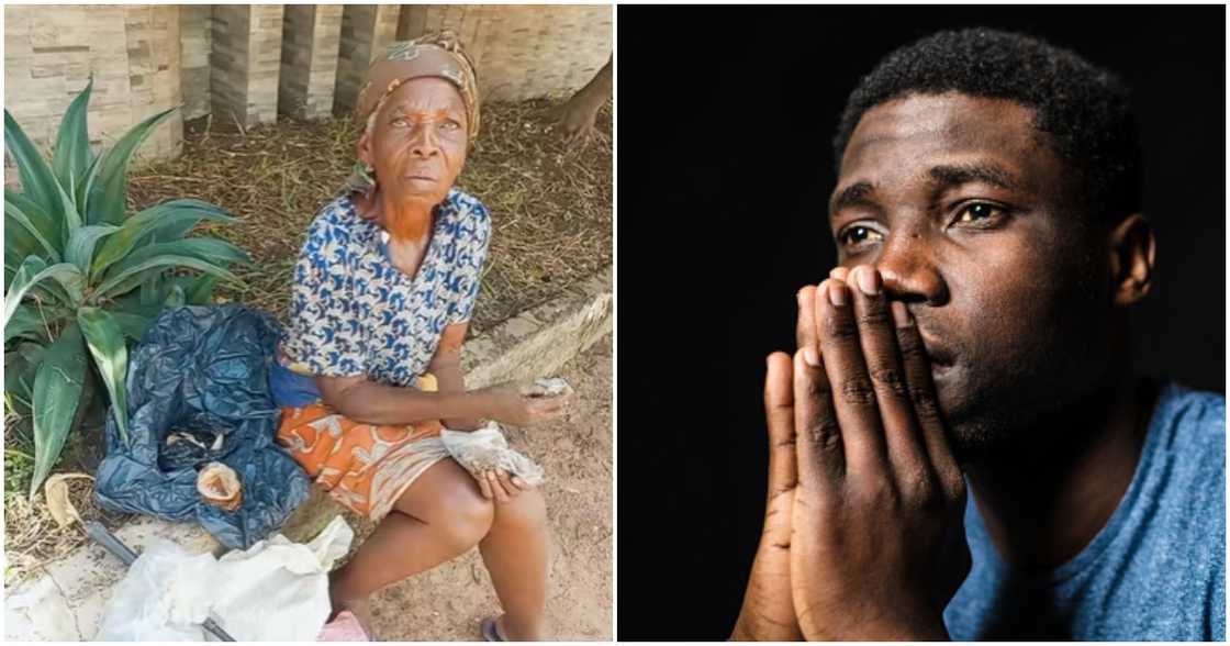 Elderly woman and sad black man Elderly woman and sad black man