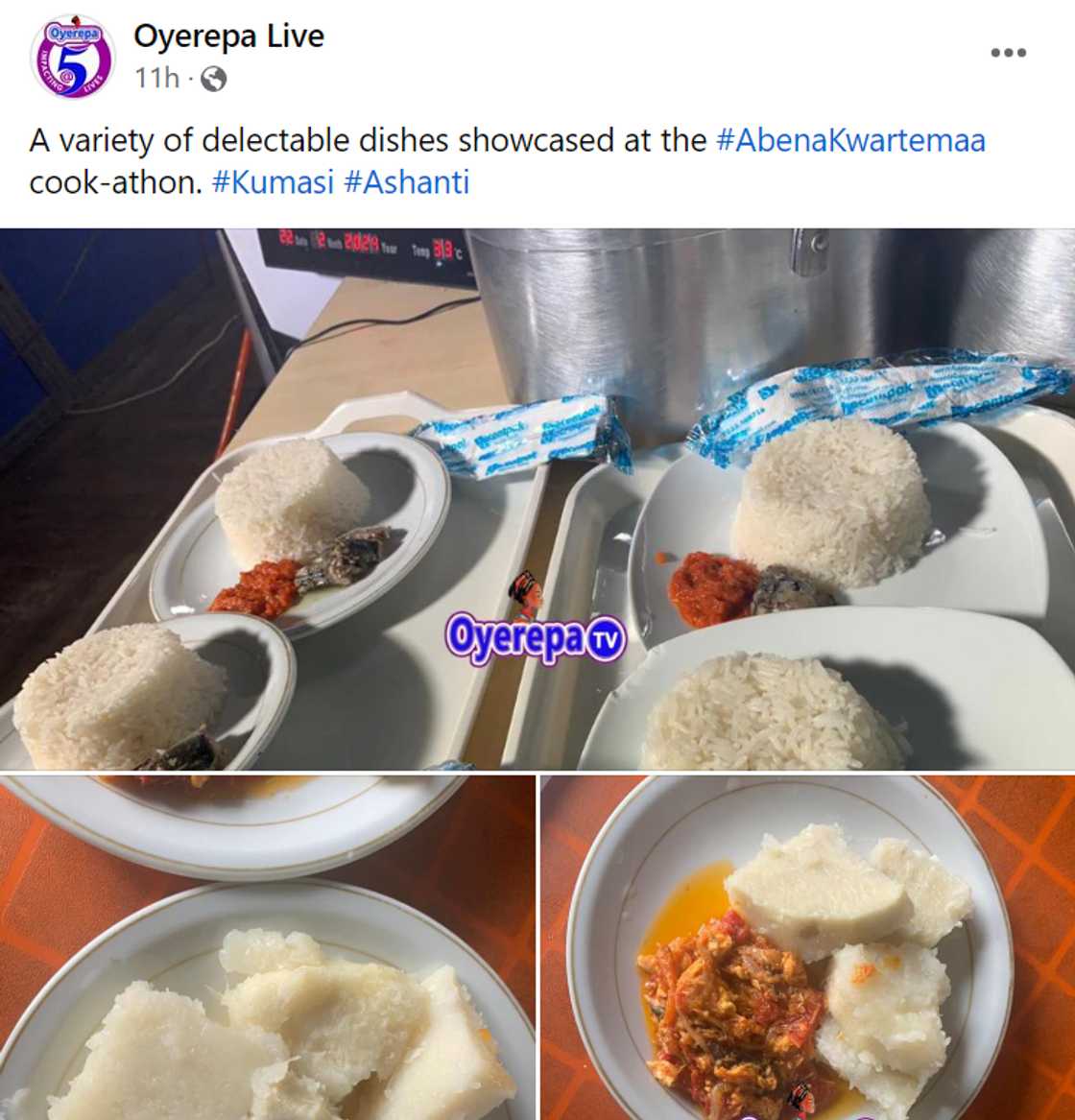 Dishes prepared by hef Abena Serwaa Kwartemaa for cook-a-thon.