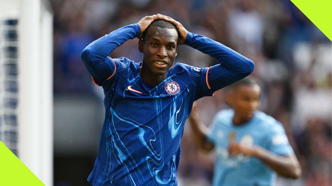 Nicolas Jackson during Chelsea's clash against Manchester City.