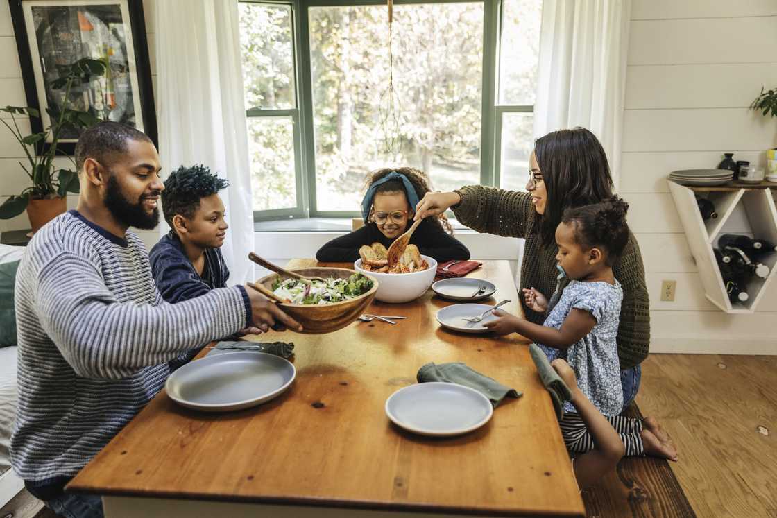A family having lunch A family having lunch