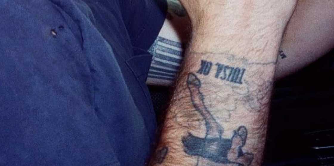 Zack Bryan's "Tulsa OK" tattoo on his lower arm Zack Bryan's "Tulsa OK" tattoo on his lower arm