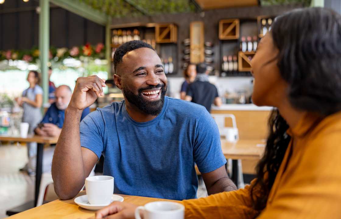 A couple at a cafe A couple at a cafe