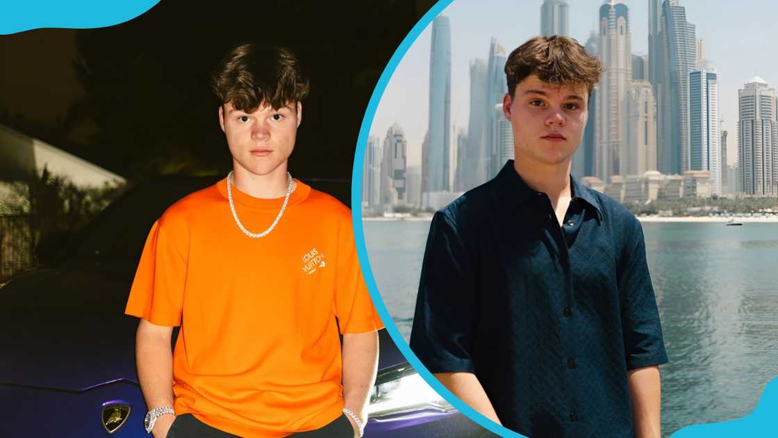 YouTuber Jack Doherty posing with a Lamborghini Urus at night (L) and standing before Dubai's skyline by the water (R). YouTuber Jack Doherty posing with a Lamborghini Urus at night (L) and standing before Dubai's skyline by the water (R).