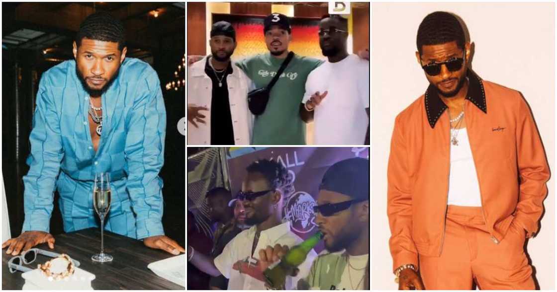 American singer Usher videoed with singer Black Sherif and rapper Sarkodie in Ghana. American singer Usher videoed with singer Black Sherif and rapper Sarkodie in Ghana.