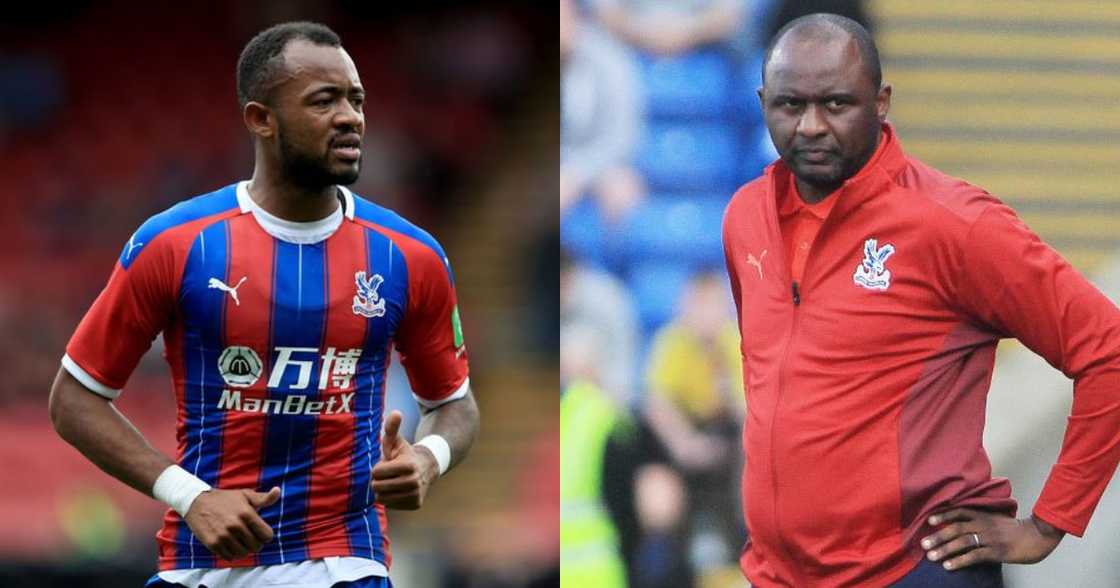 Jordan Ayew and Patrick Vieira at Crystal Palace. SOURCE: Twitter/ @CPFC