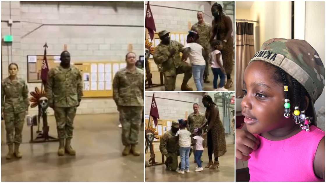 Viral video shoes emotional moment Nigerian man gets promotion in US Army as his little daughter decorates him Viral video shoes emotional moment Nigerian man gets promotion in US Army as his little daughter decorates him