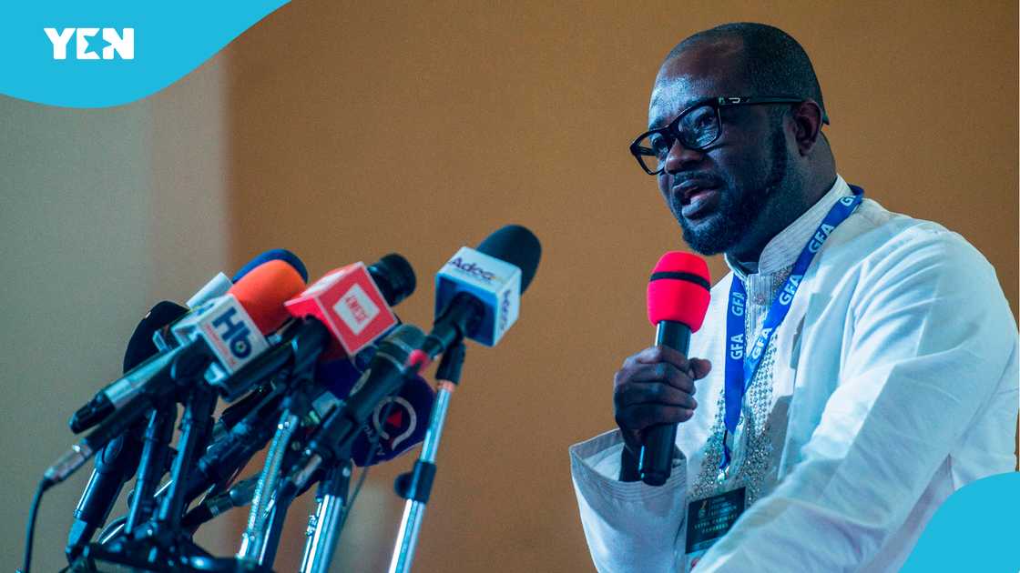 Kurt Okraku, deliver, speech, appointment, GFA, president, first term, Physicians and Surgeons Centre, Accra. Kurt Okraku, deliver, speech, appointment, GFA, president, first term, Physicians and Surgeons Centre, Accra.