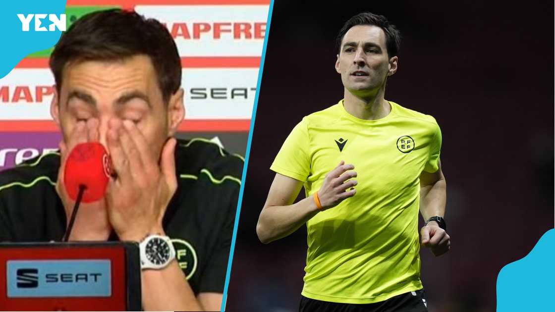 Barcelovna vs Real Madrid Copa del Rey final referee Ricardo de Burgos Bengoetxea breaks down in taers during referees' pre-match press conference on Friday April 25, 2025 Barcelovna vs Real Madrid Copa del Rey final referee Ricardo de Burgos Bengoetxea breaks down in taers during referees' pre-match press conference on Friday April 25, 2025