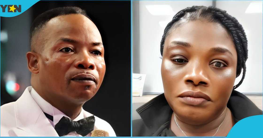 Photo of Bishop Elisha Salifu Amoako and Ghanaian TikToker, Maa Linda Photo of Bishop Elisha Salifu Amoako and Ghanaian TikToker, Maa Linda