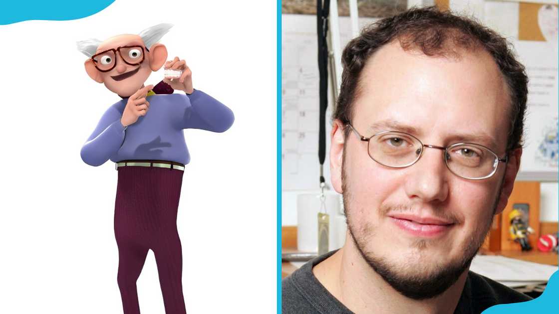 Grandpa Bud (L) and his voice actor, Stephen J. Anderson (R).