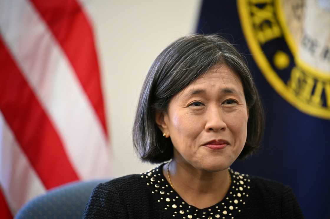 US Trade Representative Katherine Tai told AFP tariff hikes on Chinese goods aim to help clean energy investments "take root." US Trade Representative Katherine Tai told AFP tariff hikes on Chinese goods aim to help clean energy investments "take root."