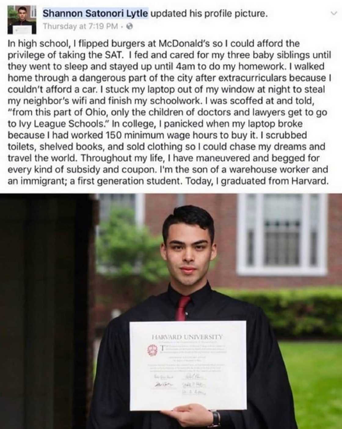 Man went from making burgers at McDonald's to graduating from Harvard Man went from making burgers at McDonald's to graduating from Harvard