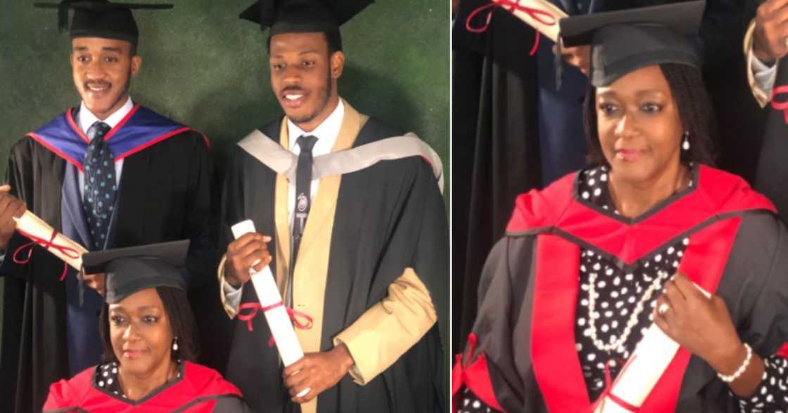 Mum Along with her two sons bags Masters Degree and Graduates on the same day