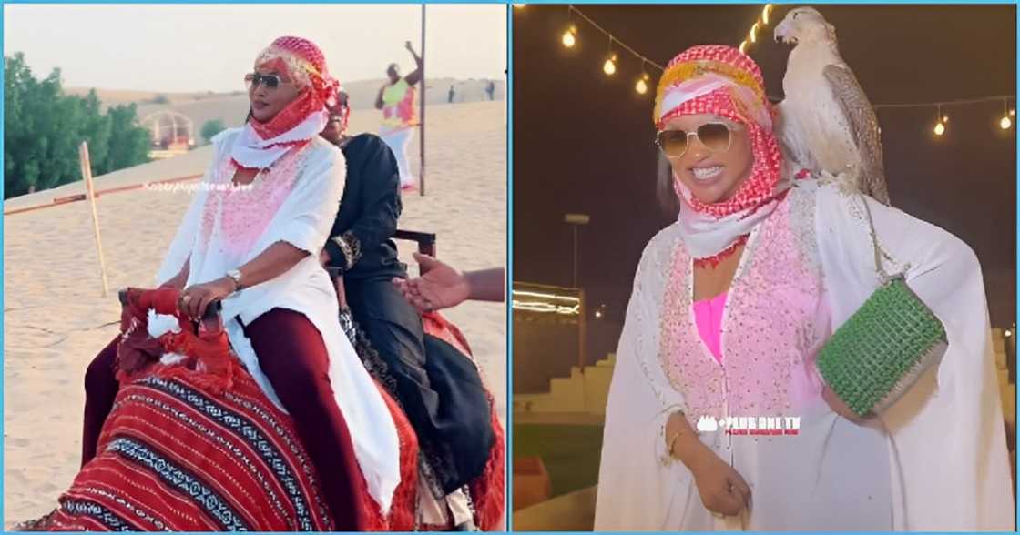 Nana McBrown dresses like an Arab, rides a giant Camel in Dubai, videotrends: "We Are In Dubai" Nana McBrown dresses like an Arab, rides a giant Camel in Dubai, videotrends: "We Are In Dubai"