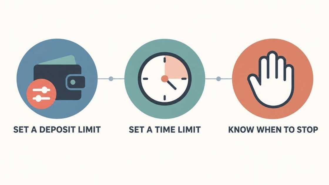 Three safer-play steps: set a deposit limit, set a time limit and know when to stop.