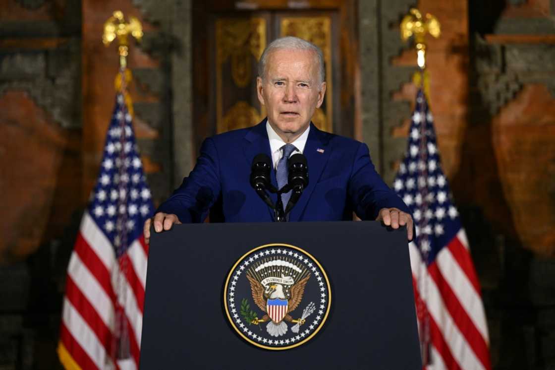 US President Joe Biden holds a press conference on the sidelines of the G20 summit in Nusa Dua on the Indonesian resort island of Bali, November 14, 2022