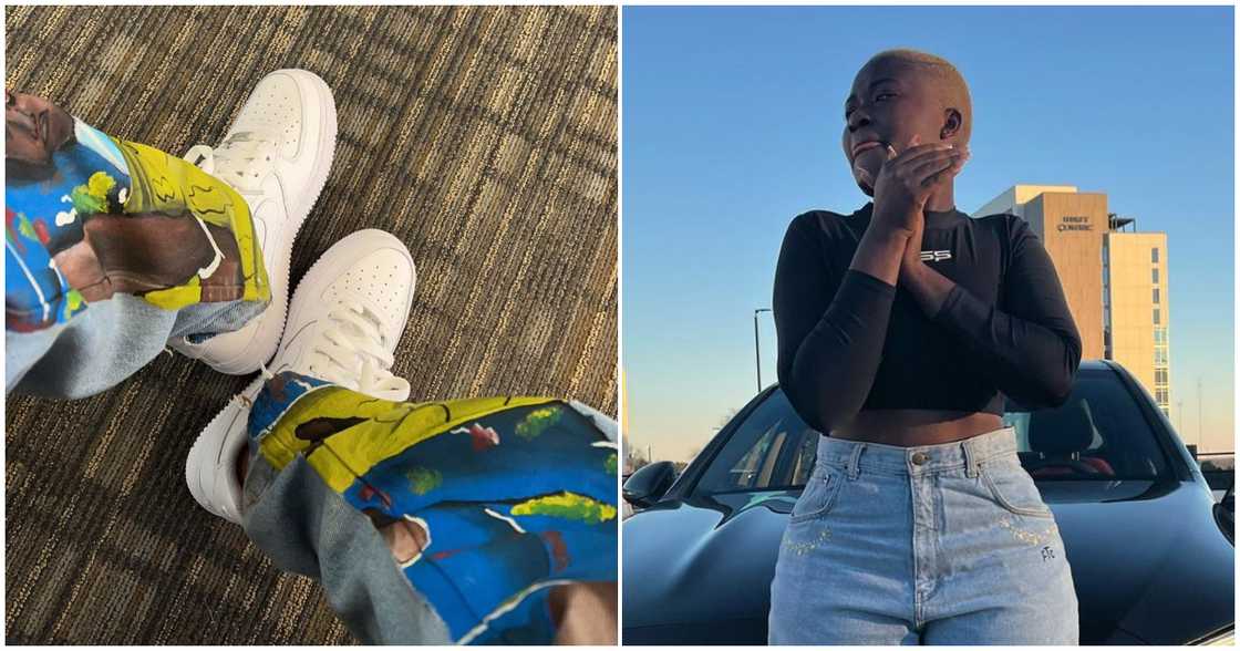 Fella Makafui in designer jeans Fella Makafui in designer jeans