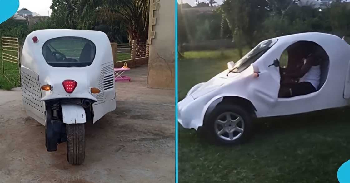 Ghanaian man, reverse tricycle, invention, innovation, Mampongteng, Kumasi. Ghanaian man, reverse tricycle, invention, innovation, Mampongteng, Kumasi.