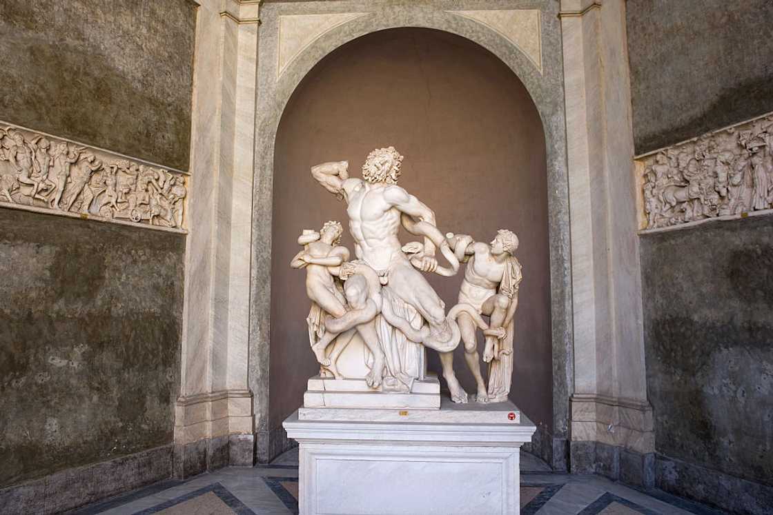 The Laocoön and His Sons statue is on display in the Museo Pio-Clementino. The Laocoön and His Sons statue is on display in the Museo Pio-Clementino.