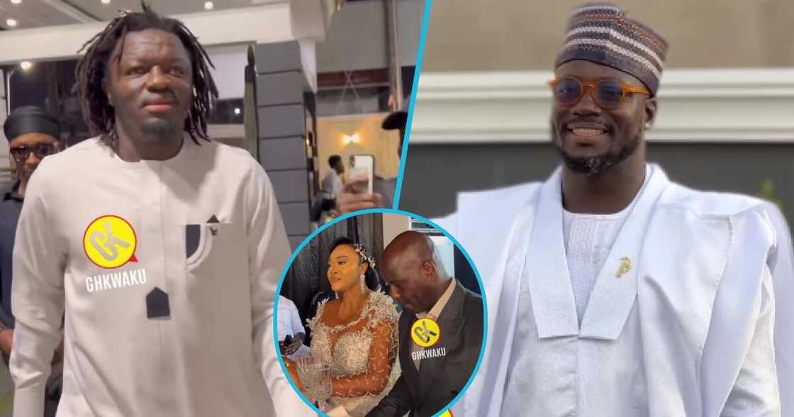 Photos of Sulley Muntari (L), Anthony Baffoe, his wife, actress Kalsoume Sinare, and Stephen Appiah (R). Photos of Sulley Muntari (L), Anthony Baffoe, his wife, actress Kalsoume Sinare, and Stephen Appiah (R).