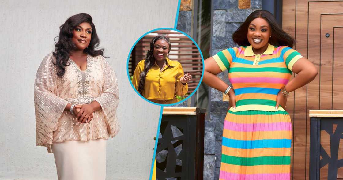 Ghanaian actress Emelia Brobbey rocks a two-piece outfit while interviewing Noble Nketia on the Okukuseku Talk Show. Ghanaian actress Emelia Brobbey rocks a two-piece outfit while interviewing Noble Nketia on the Okukuseku Talk Show.