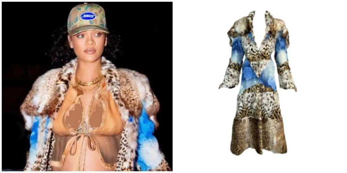 Photos of Rihanna and the coat she wore.