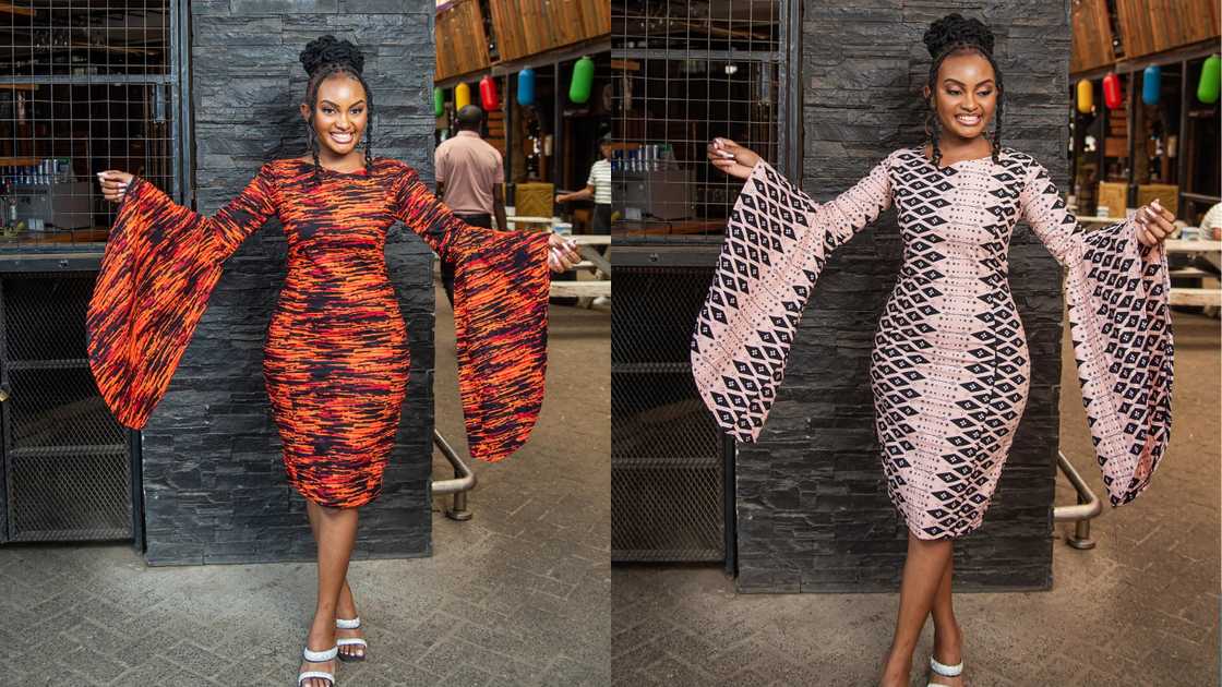 Bodycon design with flayer sleeves Bodycon design with flayer sleeves