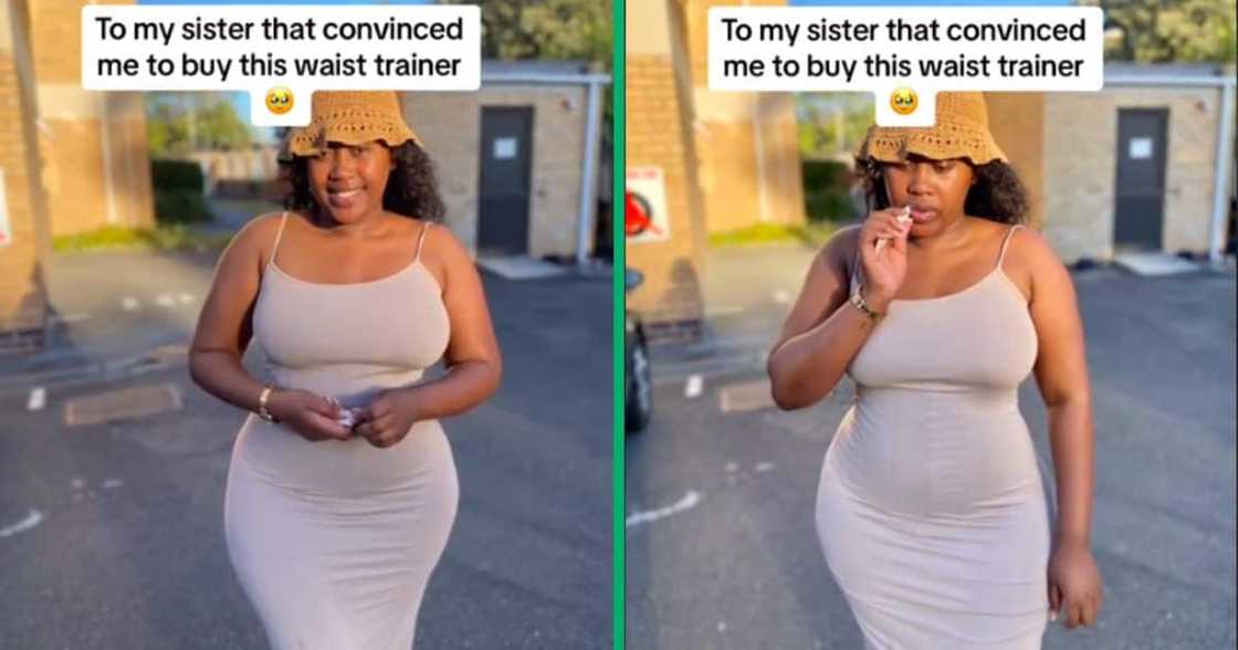 woman shows off waist trainer woman shows off waist trainer