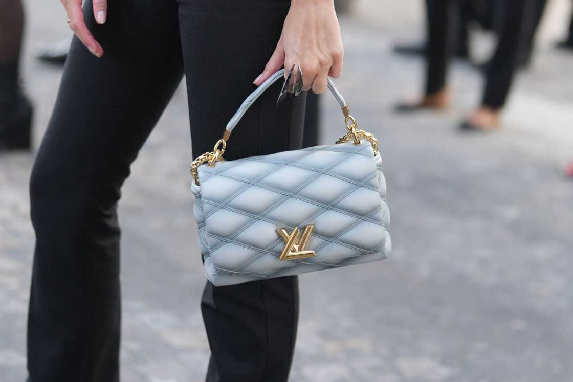 A stylish Vuitton bag with the iconic monogram pattern. A stylish Vuitton bag with the iconic monogram pattern.