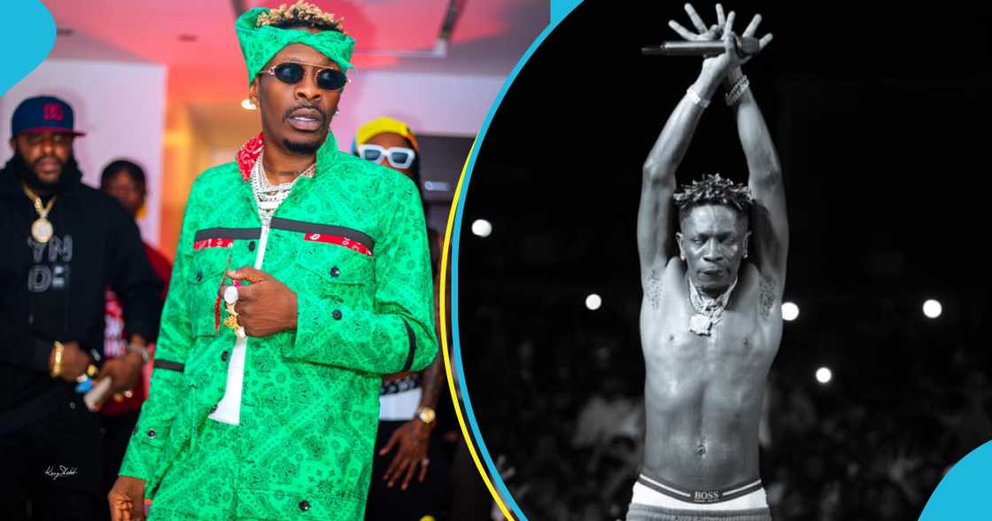 Shatta Wale throws "rubber" on stage