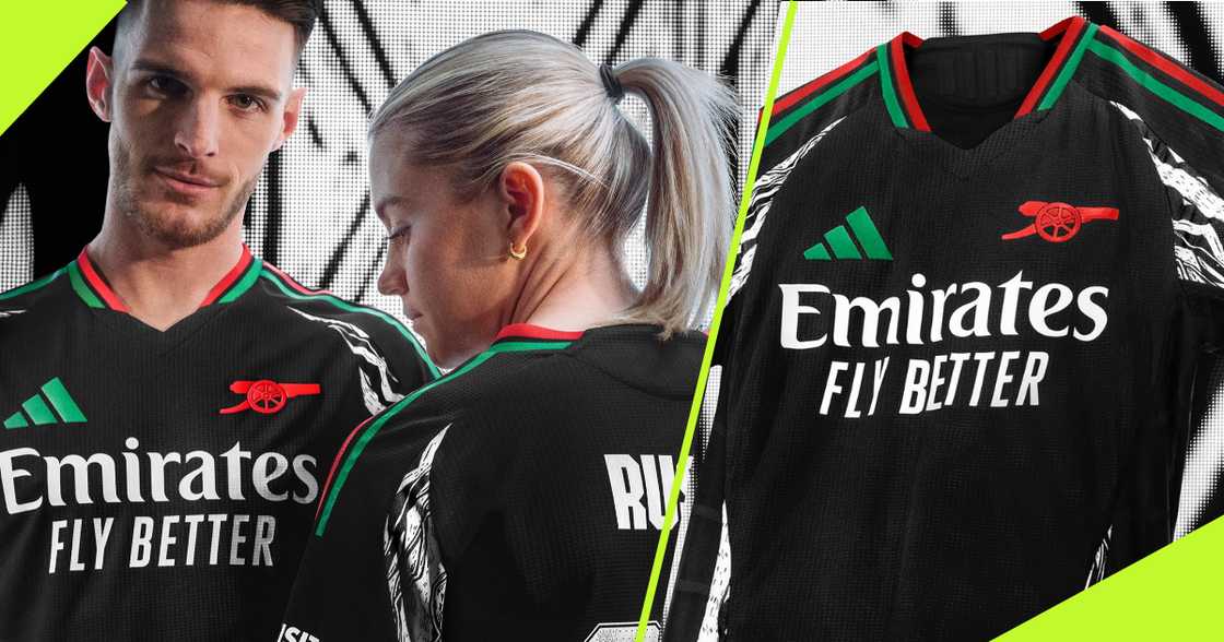 Arsenal launched their black away kits for 2024/25 season with an African flavour. Arsenal launched their black away kits for 2024/25 season with an African flavour.