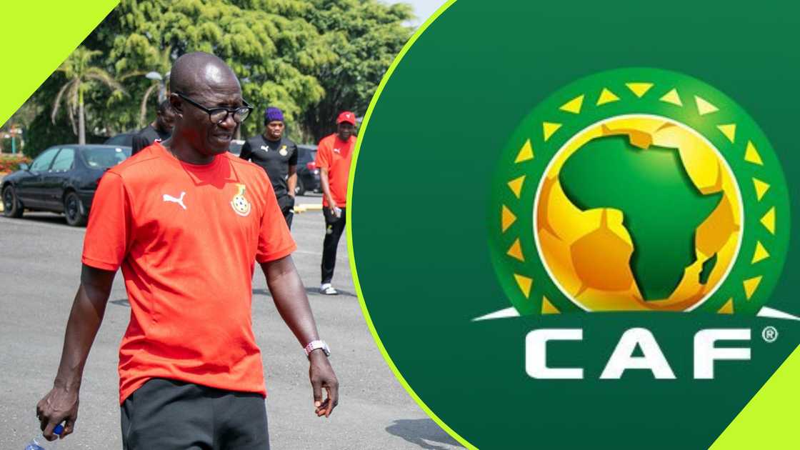 Black Galaxies coach Mas-Ud Didi Dramani has pleaded with CAF to review the pairing for the CHAN qualifiers after Ghana lost to Nigeria. Photo credit: @ghanafaofficial
and @CAF_Online. Black Galaxies coach Mas-Ud Didi Dramani has pleaded with CAF to review the pairing for the CHAN qualifiers after Ghana lost to Nigeria. Photo credit: @ghanafaofficial
and @CAF_Online.