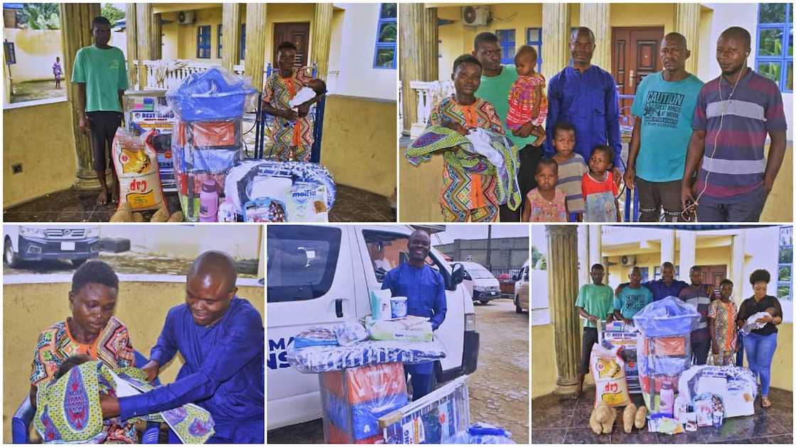 Woman gives birth at bus park, transport company rewards her with bag of rice, yam, sweet items Woman gives birth at bus park, transport company rewards her with bag of rice, yam, sweet items