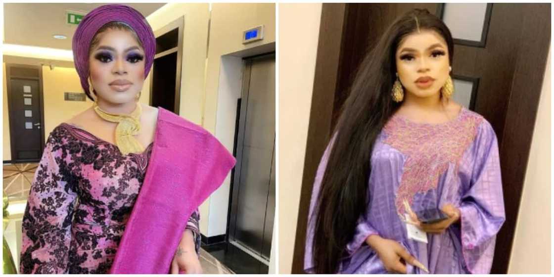 Bobrisky in lilac aseoke and lilac dress. Bobrisky in lilac aseoke and lilac dress.