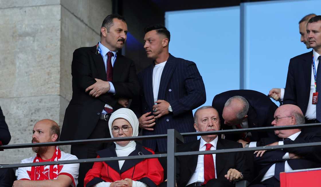 Recep Tayyip Erdogan President of Türkiye and Mesut Özil during the UEFA EURO 2024 quarter-final match between Netherlands and Türkiye at Olympiastadion on July 06, 2024 in Berlin, Germany Recep Tayyip Erdogan President of Türkiye and Mesut Özil during the UEFA EURO 2024 quarter-final match between Netherlands and Türkiye at Olympiastadion on July 06, 2024 in Berlin, Germany