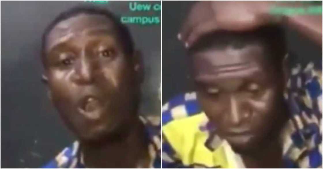 Funny video of thief forced to sing after he was caught stealing at Winneba University pops up